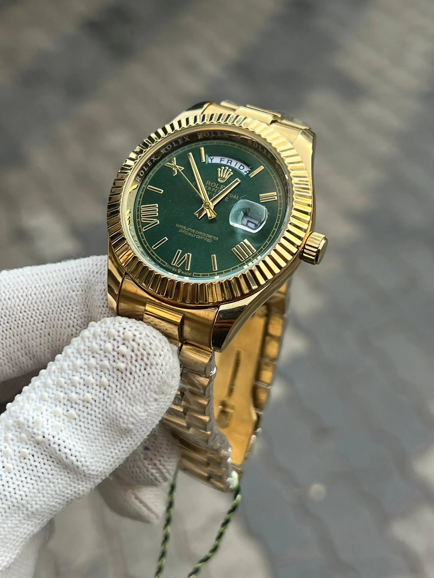 Rolex Day Date Gold Green Roman