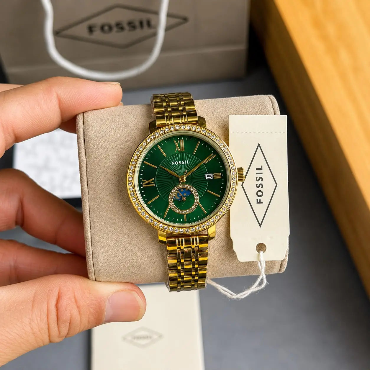 FOSSIL_LADIES_GOLD_GREEN