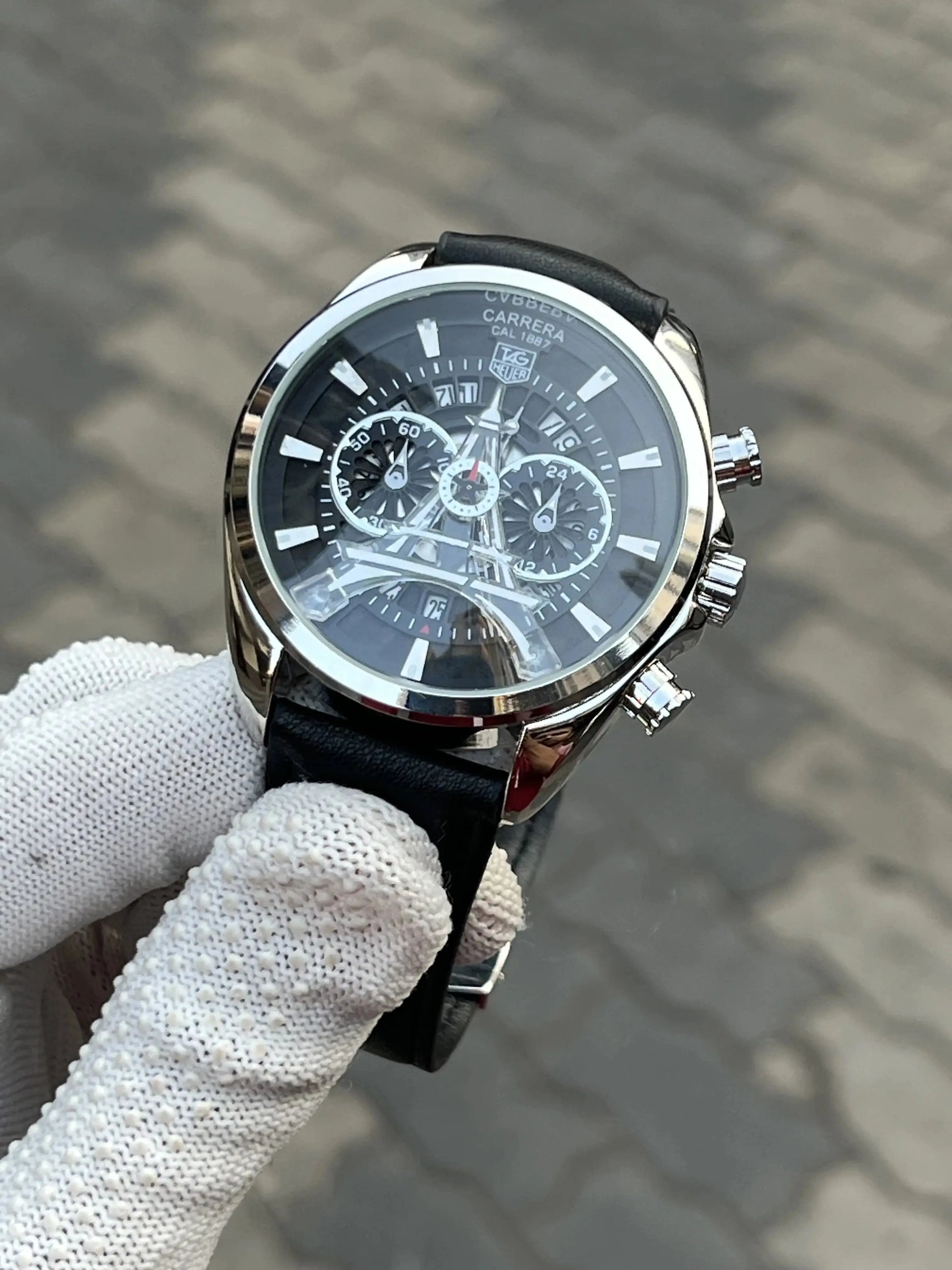 Tag H3uer Eiffel Tower Leather Black Silver