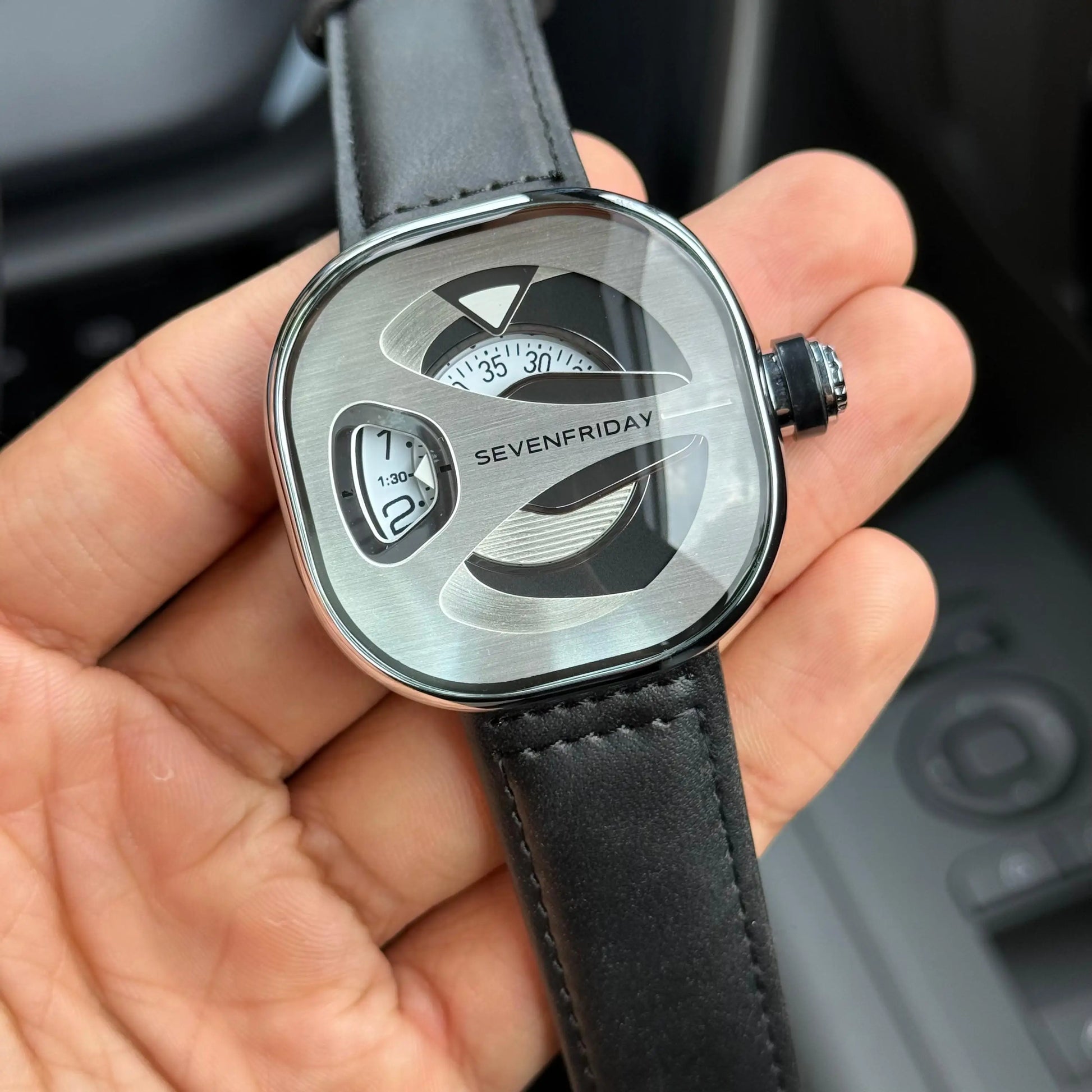Seven Friday ME Series Leather Silver White Dial Black Belt