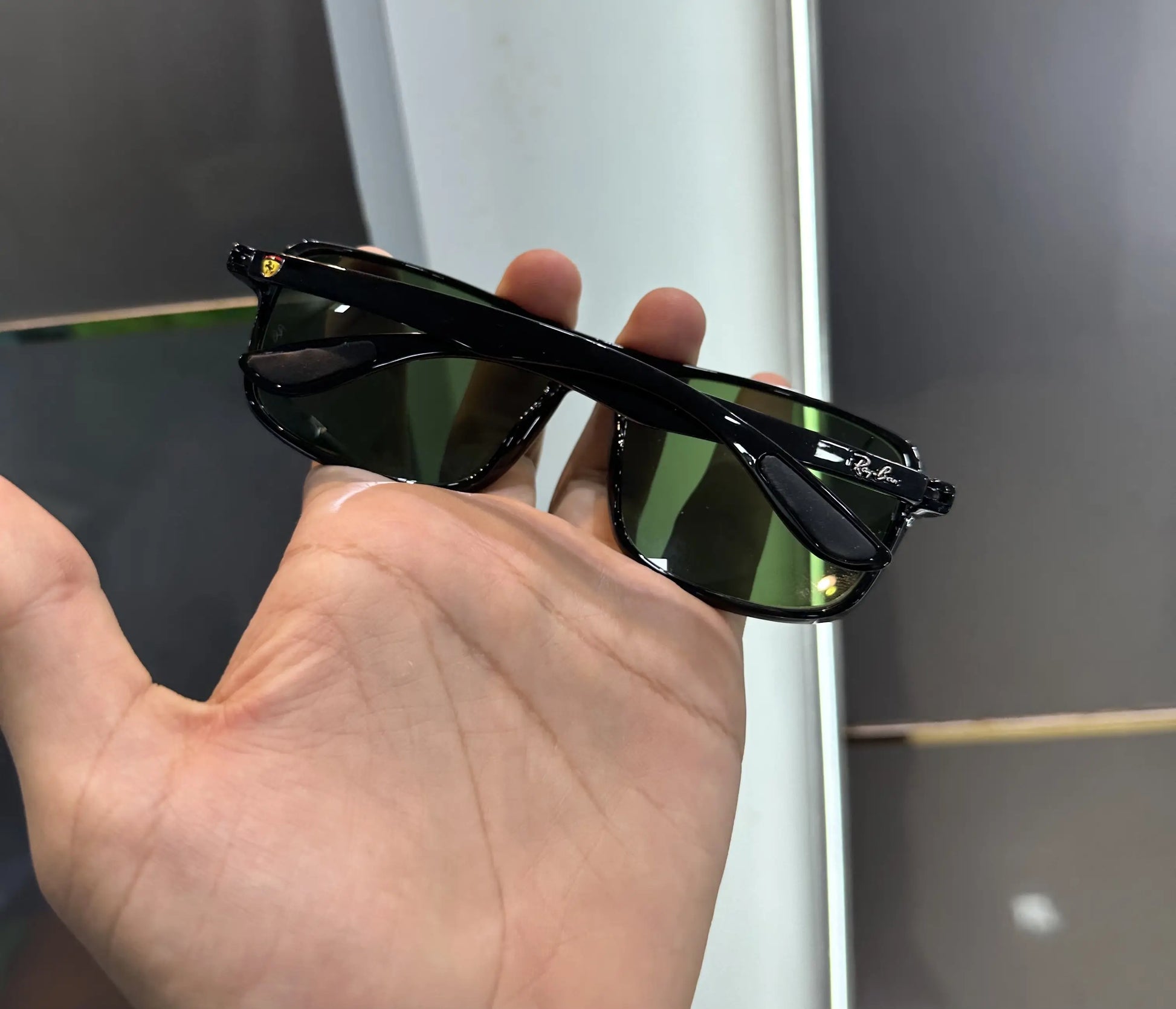 RayBan Black Green Glossy Premium Shades 4375