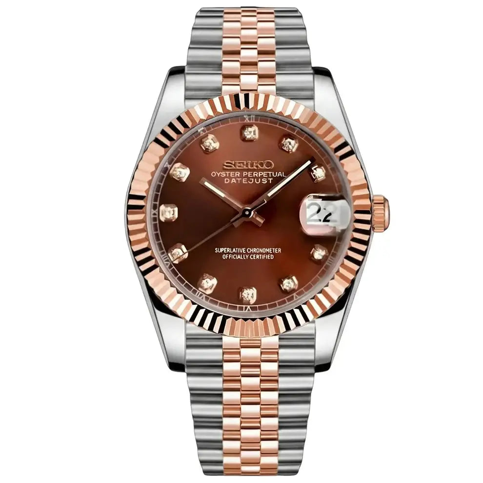 Seiko Mod Datejust Chocolate Swiss Machine