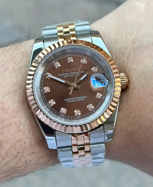 Seiko Mod Datejust Chocolate Swiss Machine