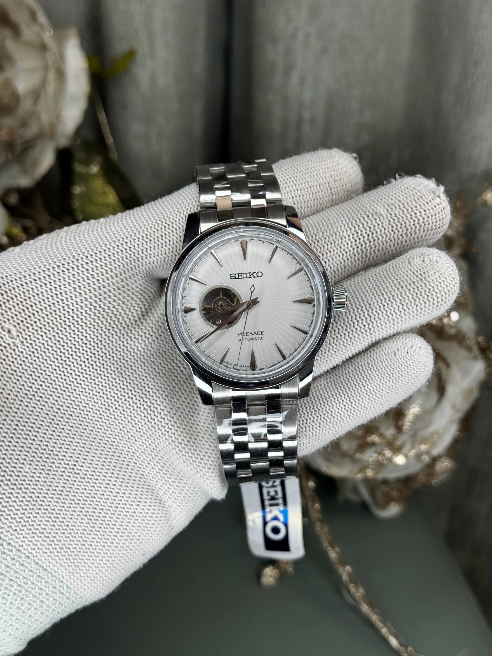 Seik o Presage Silver White Automatic Premium Watch