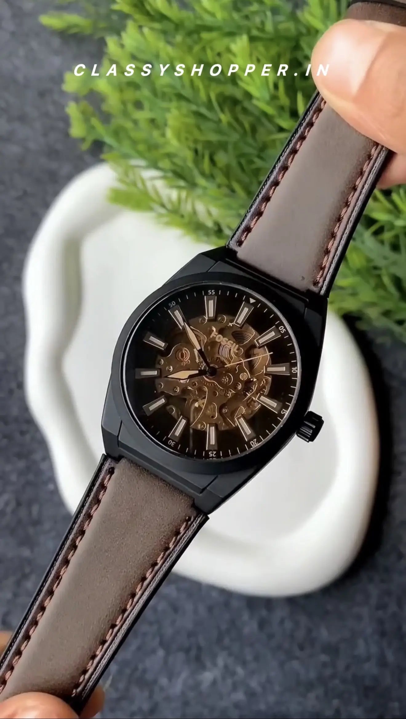FOSSI.L EVERETT LEATHER AUTOMATIC