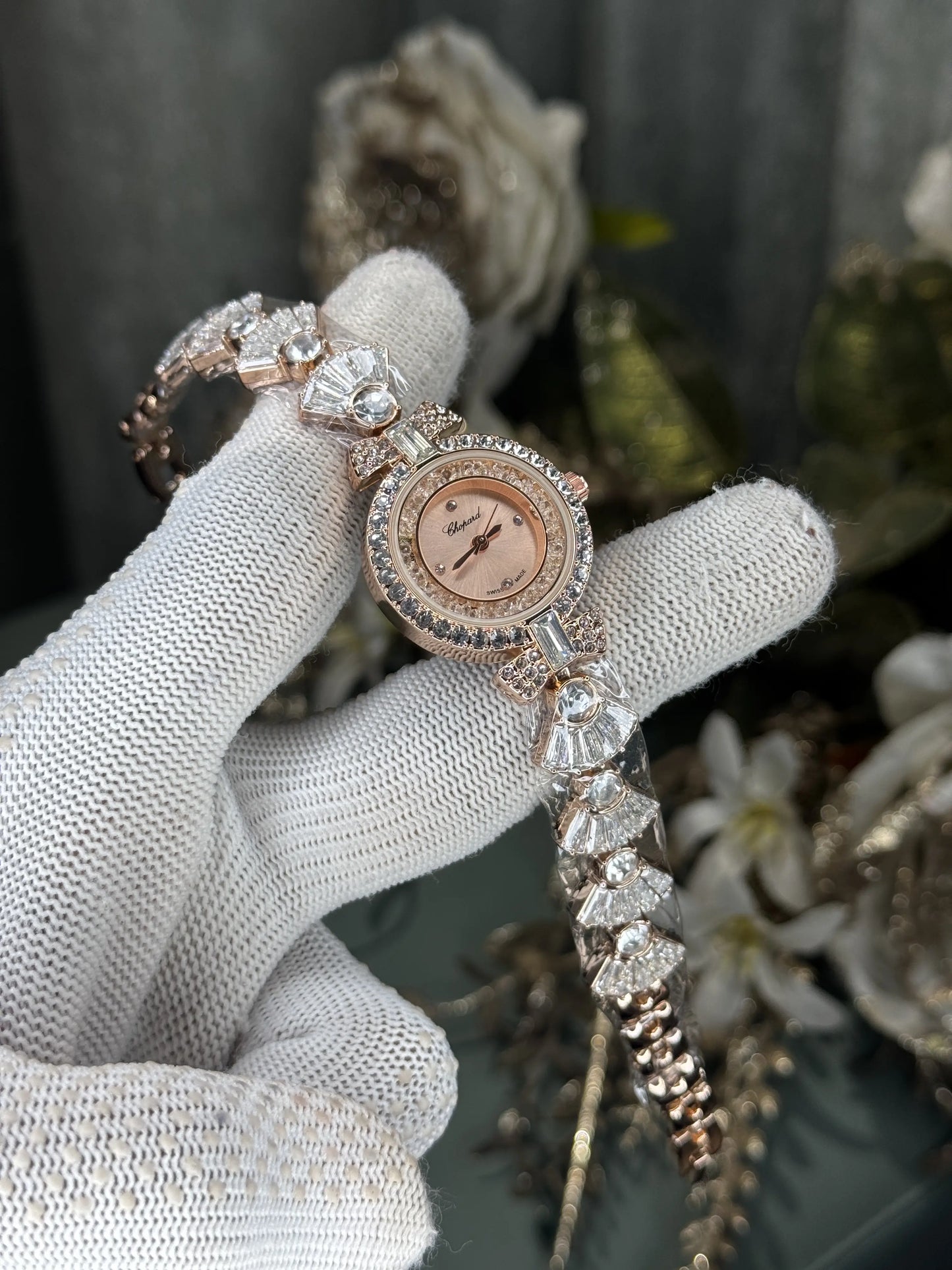 Chopard Rose Gold Diamond Premium Ladies Watch 