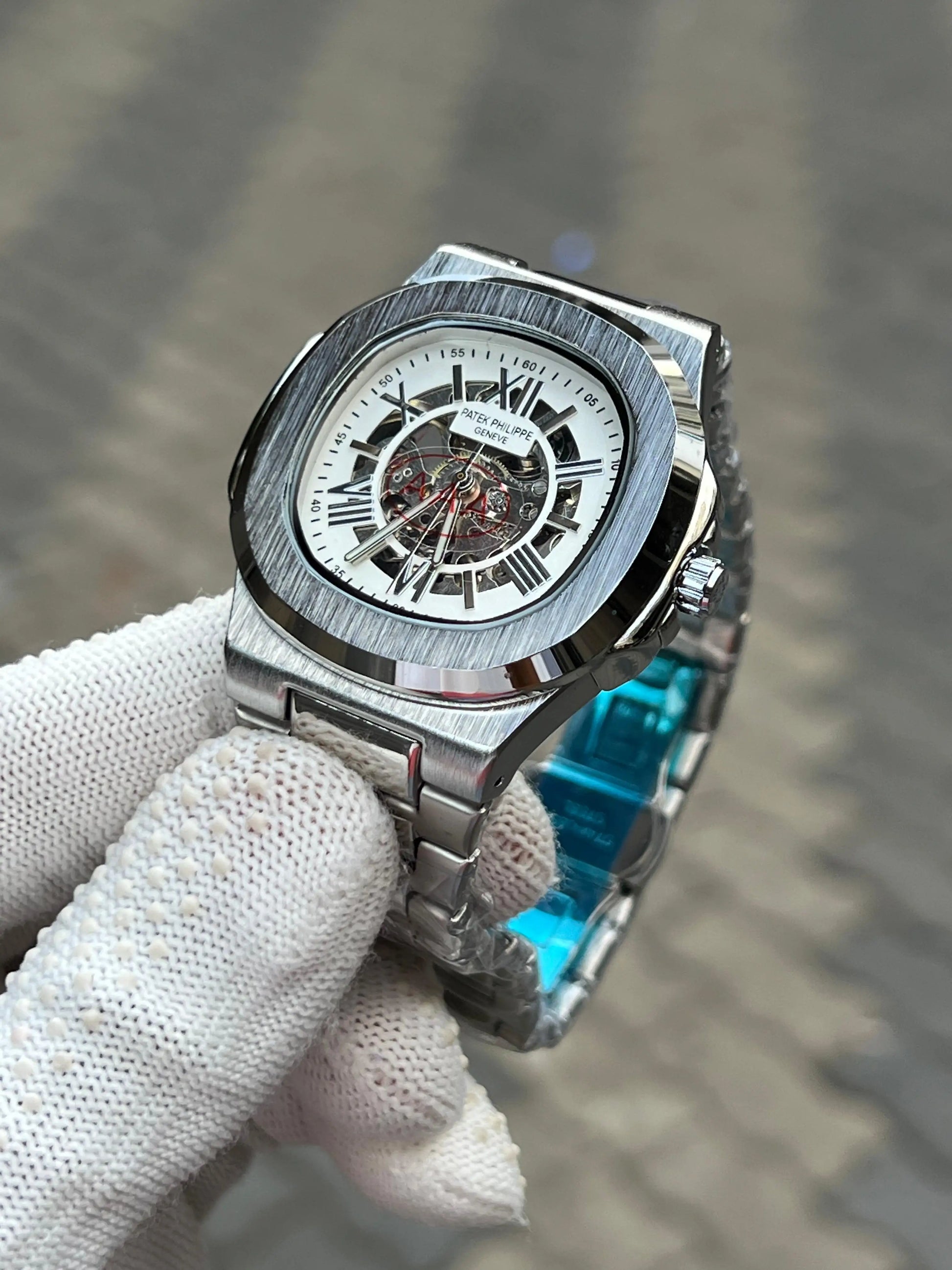 Patek Phillipe Skeleton Roman Silver White 