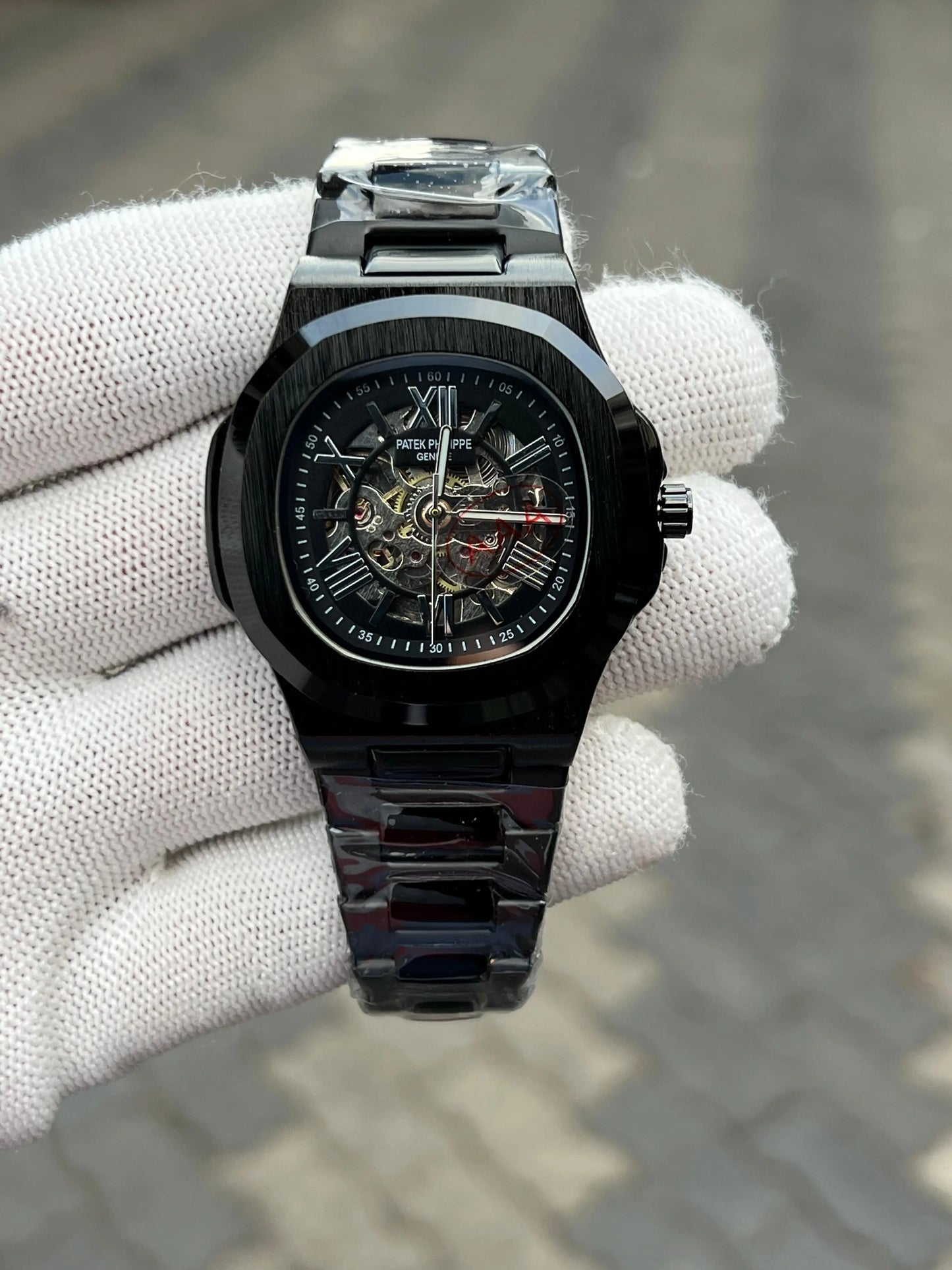 Patek Phillipe Skeleton Roman Full Black 