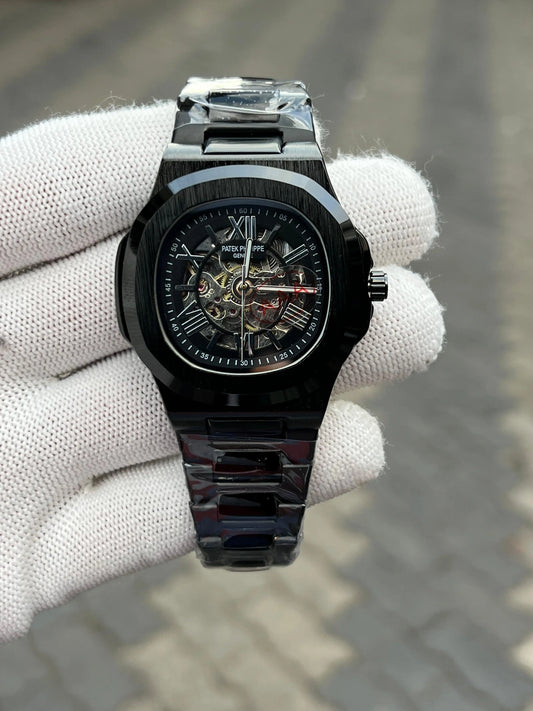 Patek Phillipe Skeleton Roman Full Black 