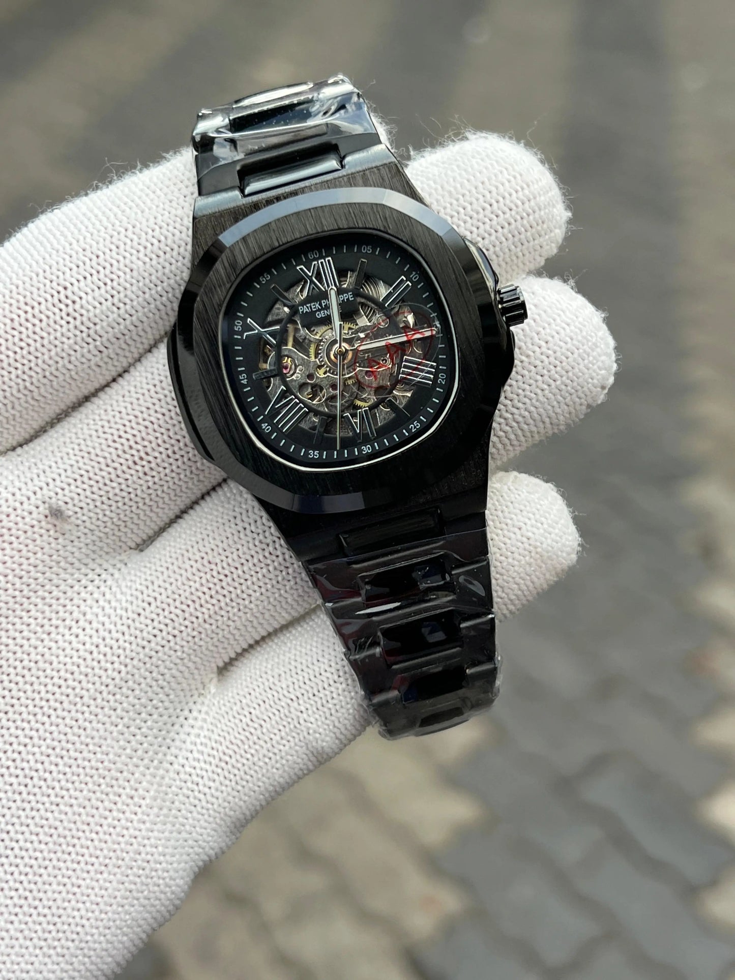 Patek Phillipe Skeleton Roman Full Black 