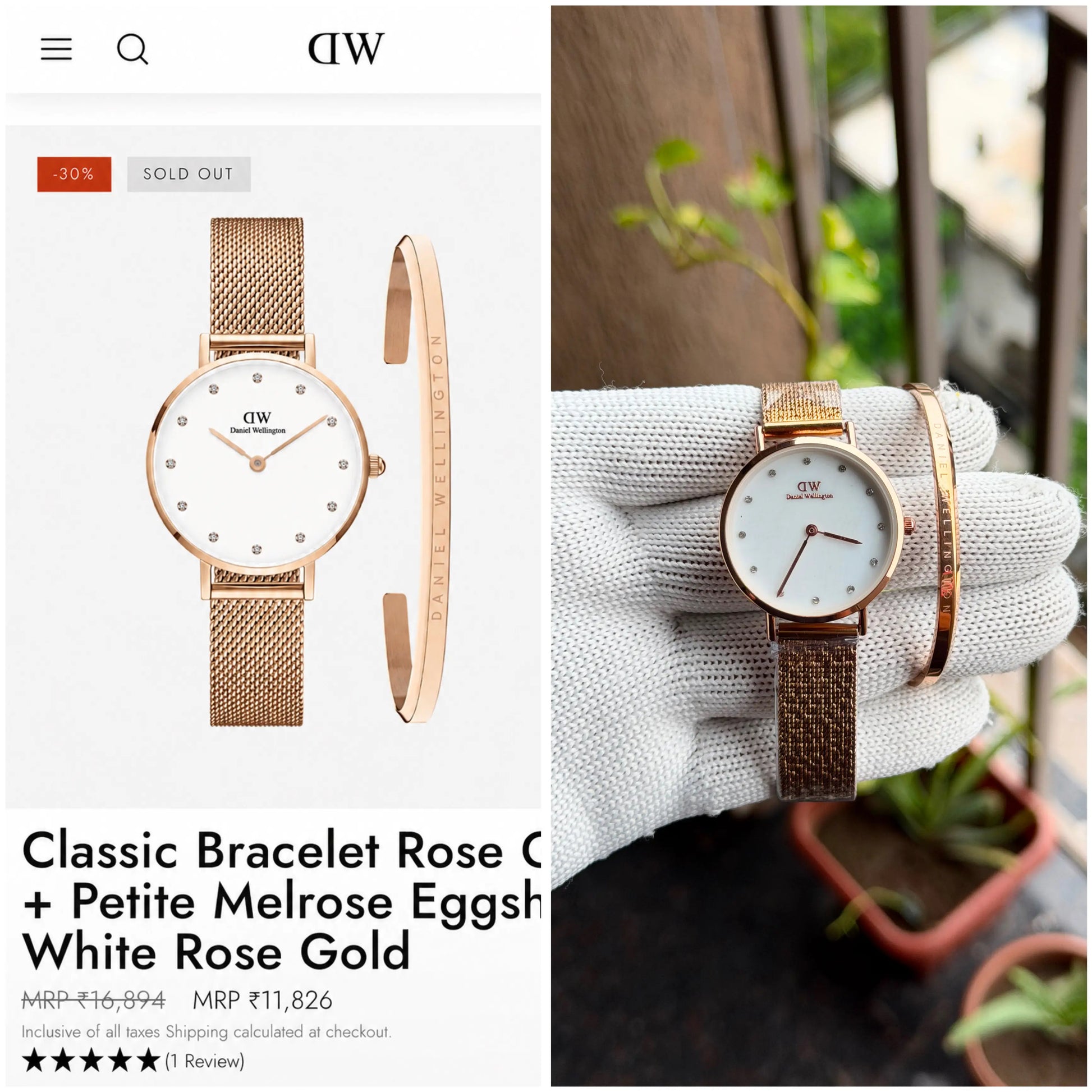 Daniel Wellington Petite Melrose Eggshell White with Classic Rose Gold Bracelet