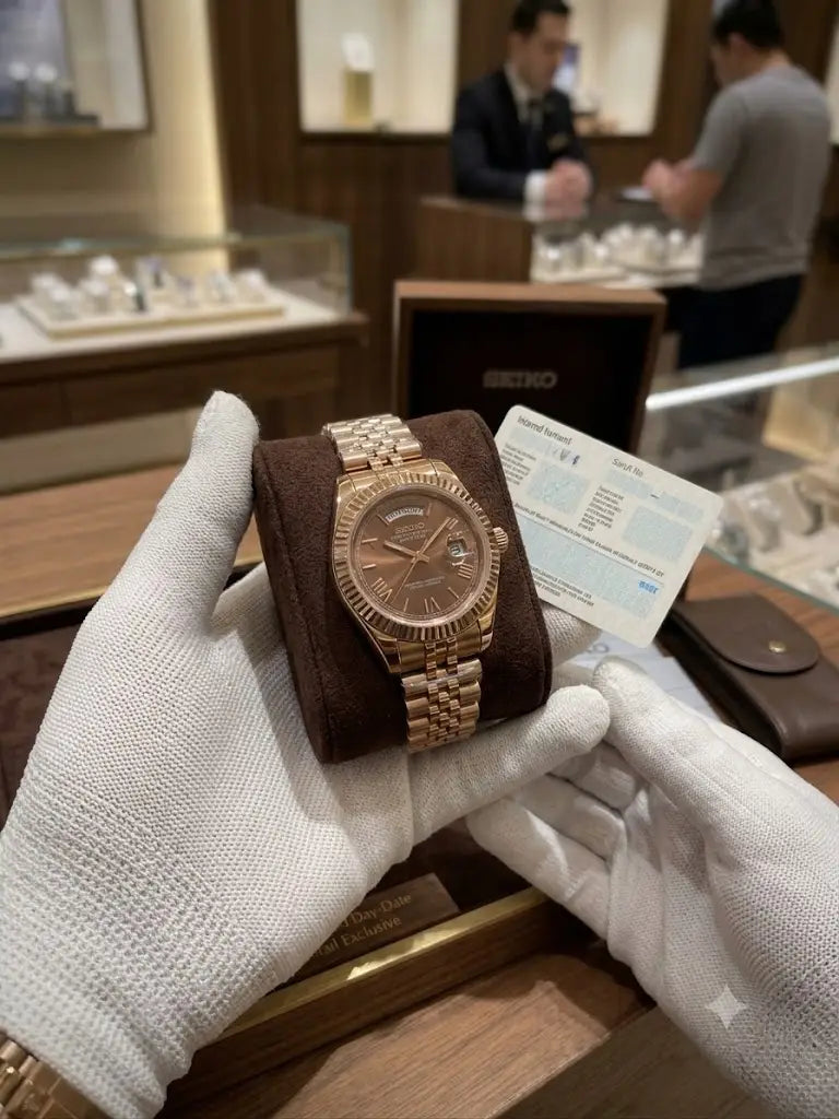 Seiko Mod Day Date Rose gold brown