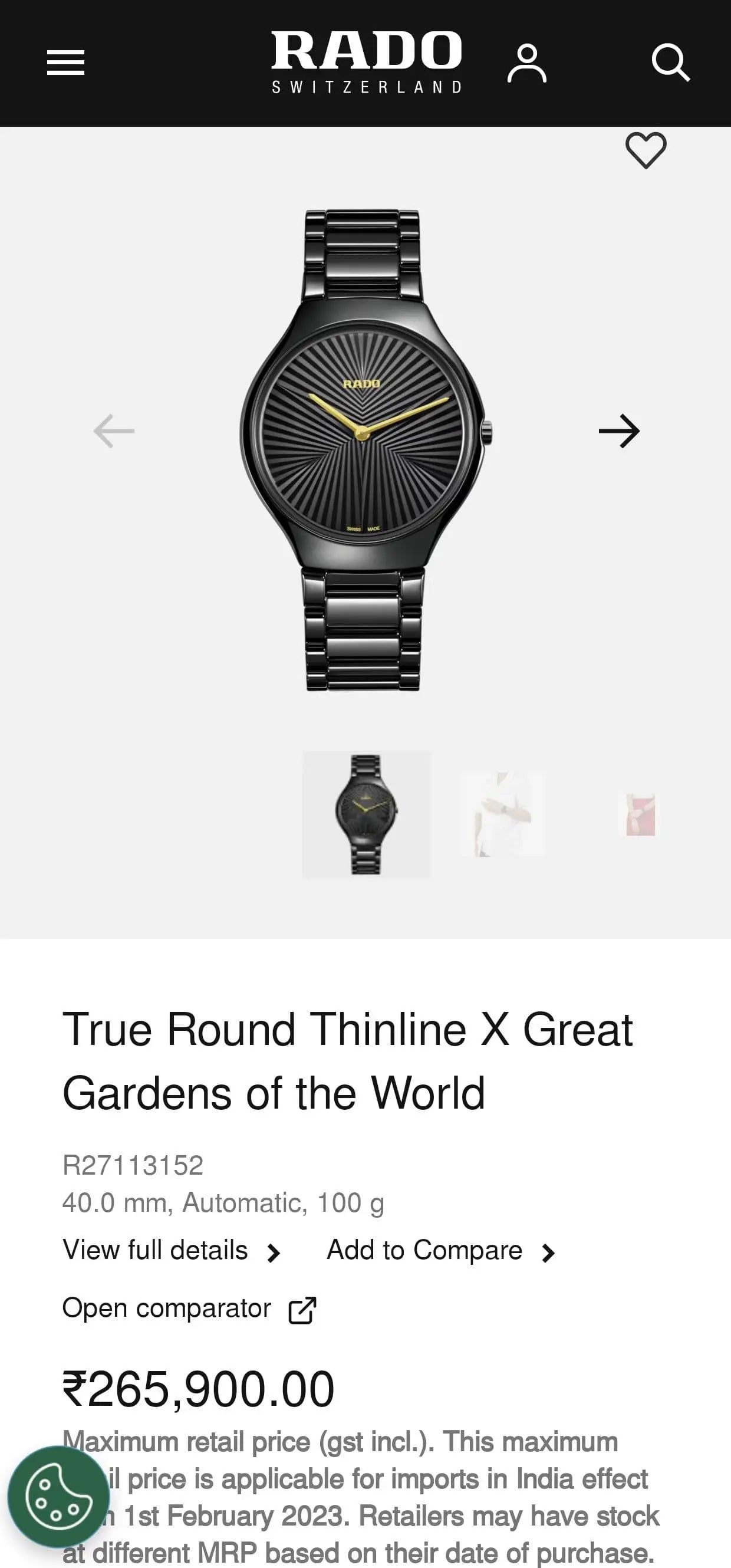 Rad o true Round thinline X Great Gardens of the world Black