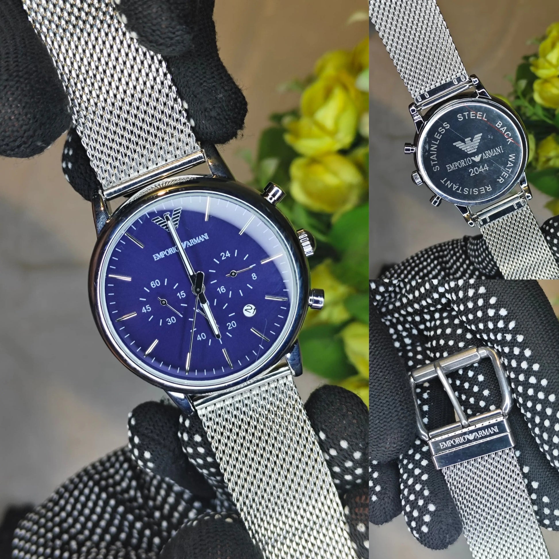 armani all work silver blue