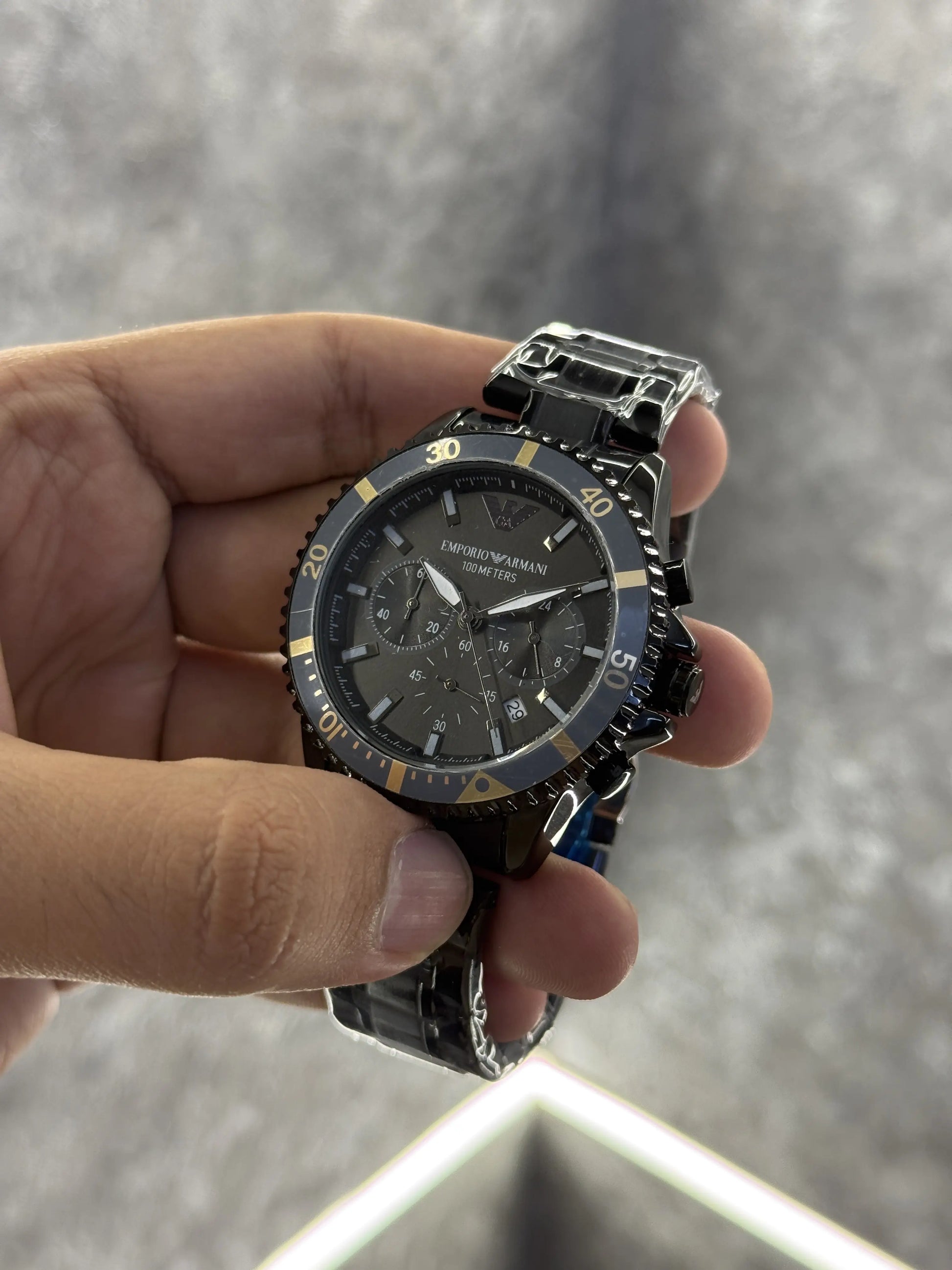 Emporio Armani All Chronograph Working Black Gold Premium