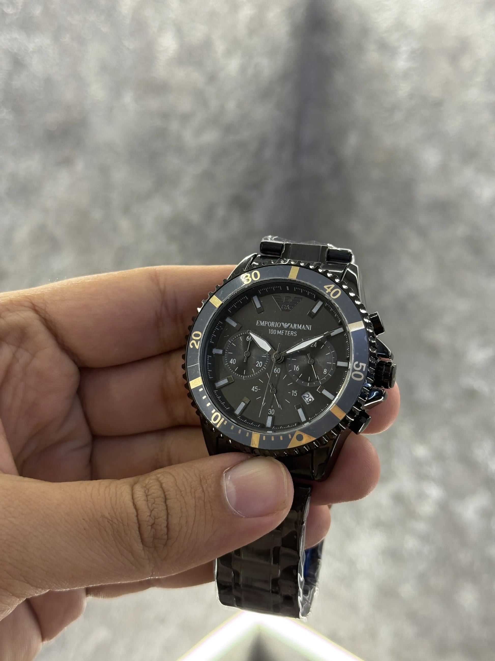 Emporio Armani All Chronograph Working Black Gold Premium