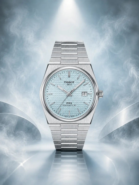 TISSOT PRX AUTOMATIC BACK OPEN SILVER SKY BLUE