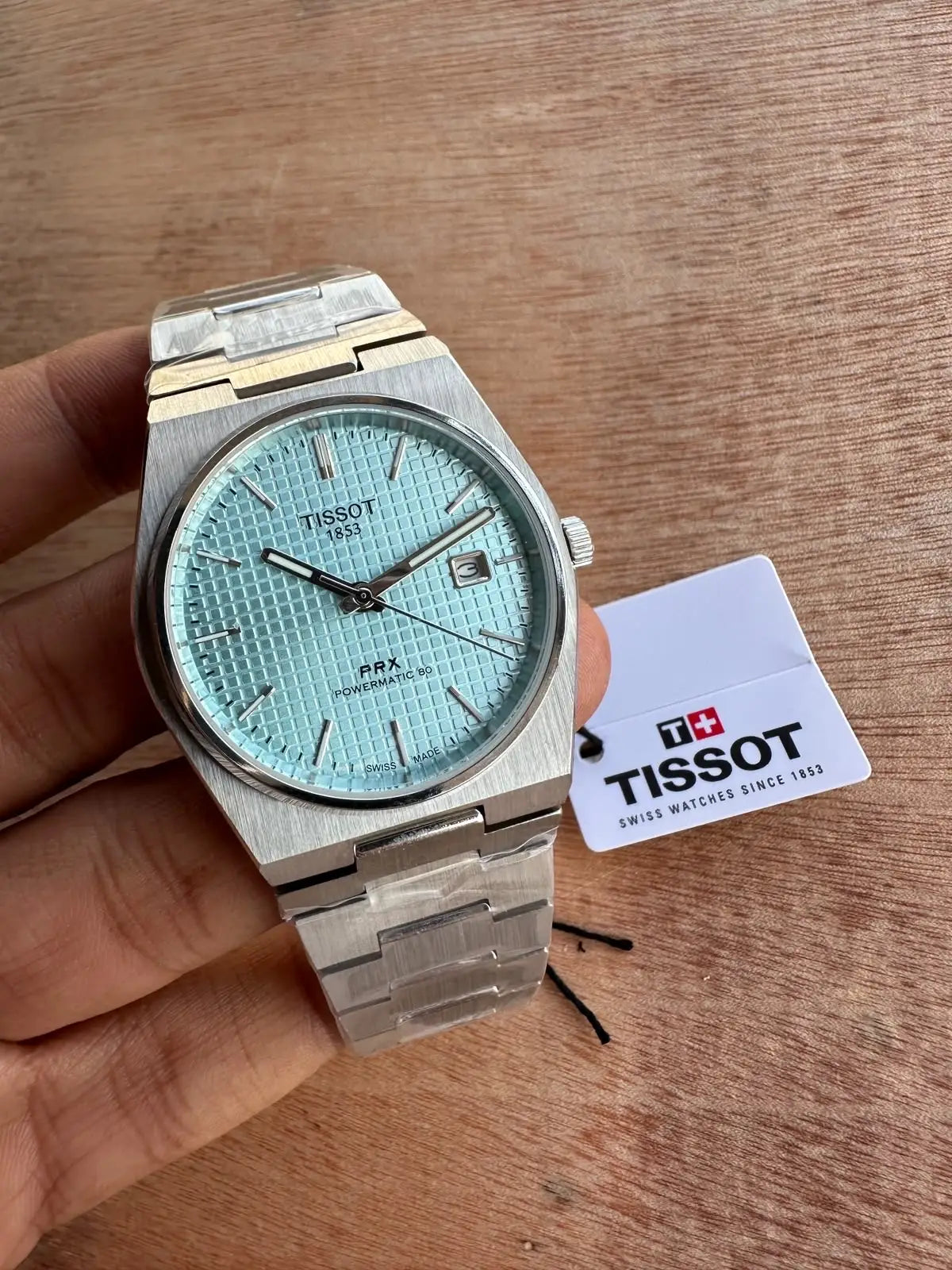 TISSOT PRX AUTOMATIC BACK OPEN SILVER SKY BLUE