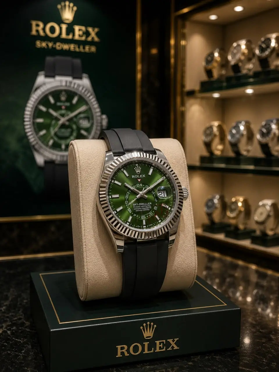 Rolex Sky-Dweller Oysterflex strap.