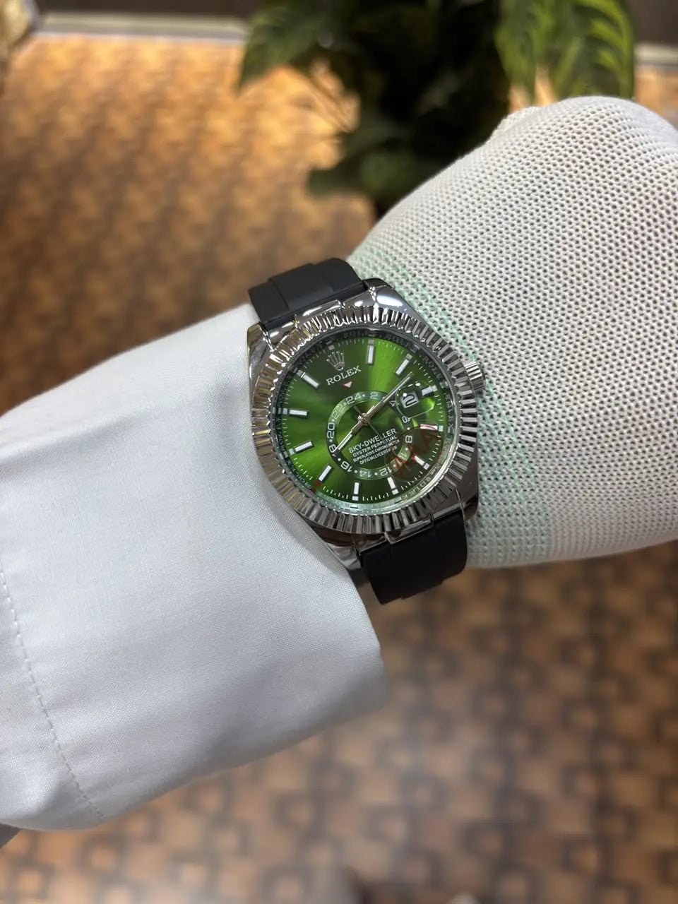 Rolex Sky-Dweller Oysterflex strap.