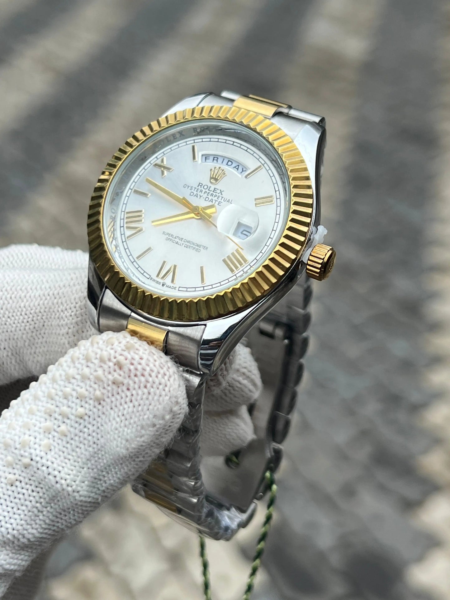 Rolex Day Date Two Tone White Roman 