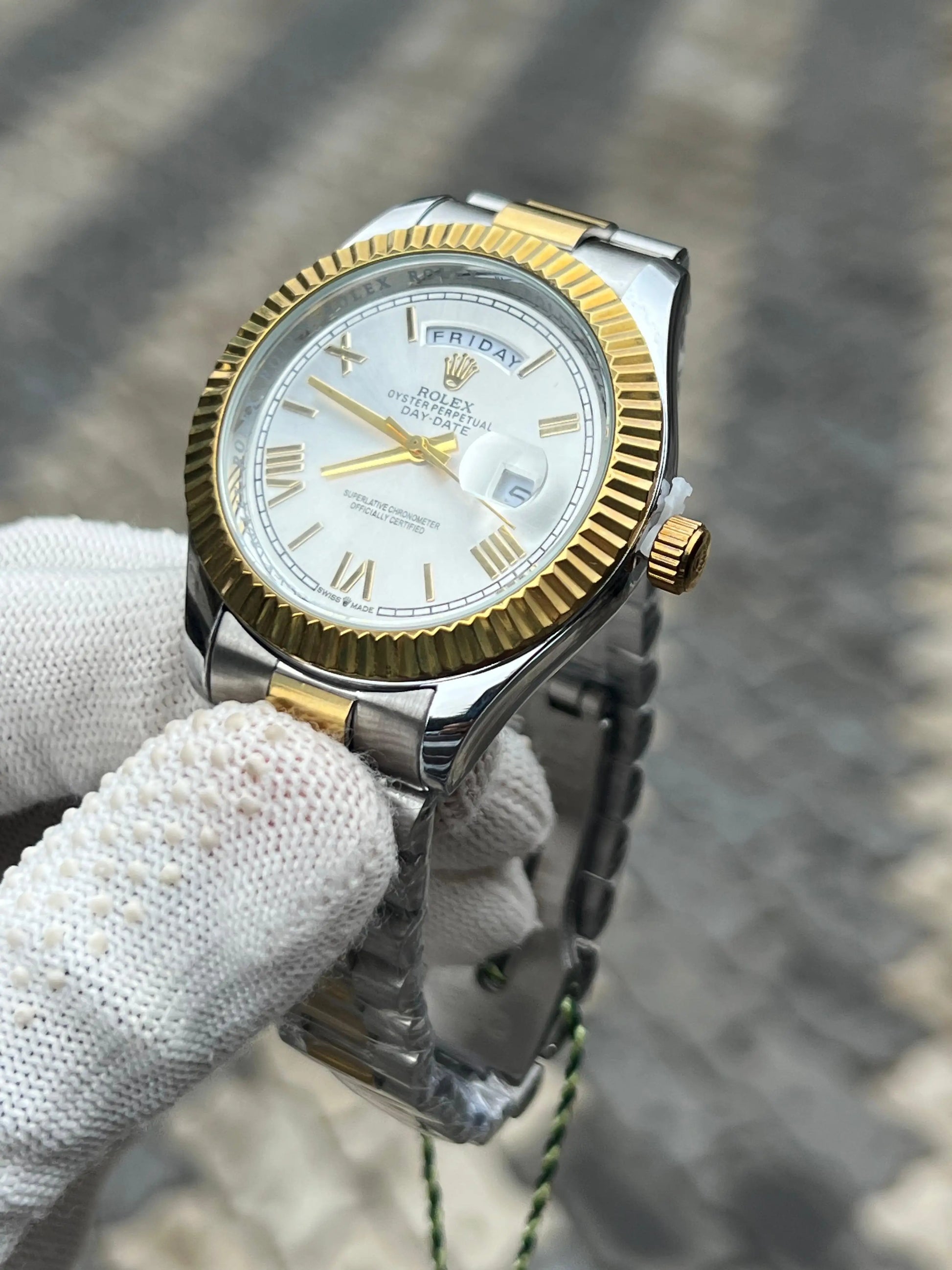 Rolex Day Date Two Tone White Roman 