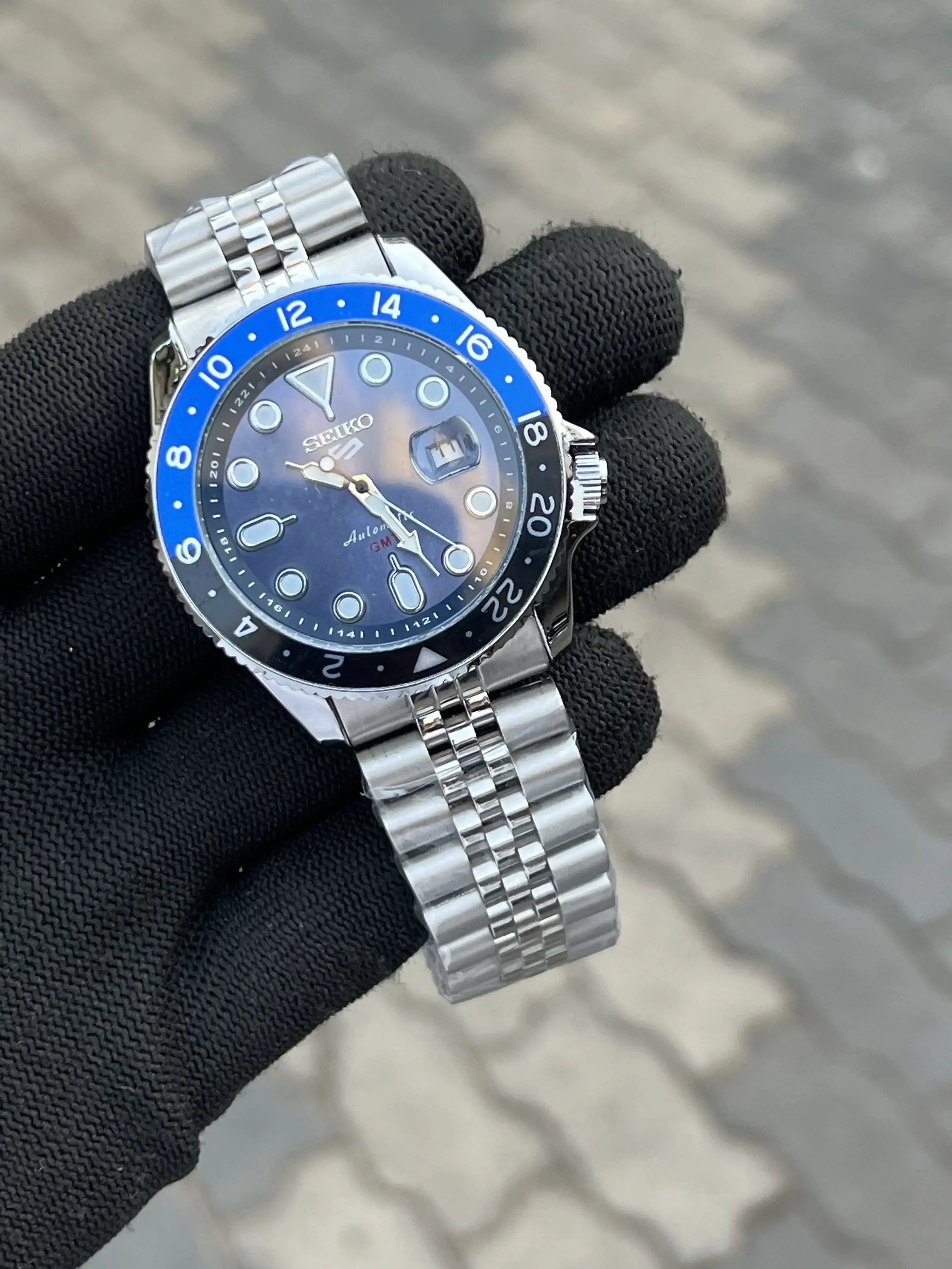 Seik_o 5 Sports Blue GMT Swift Movement Back Open