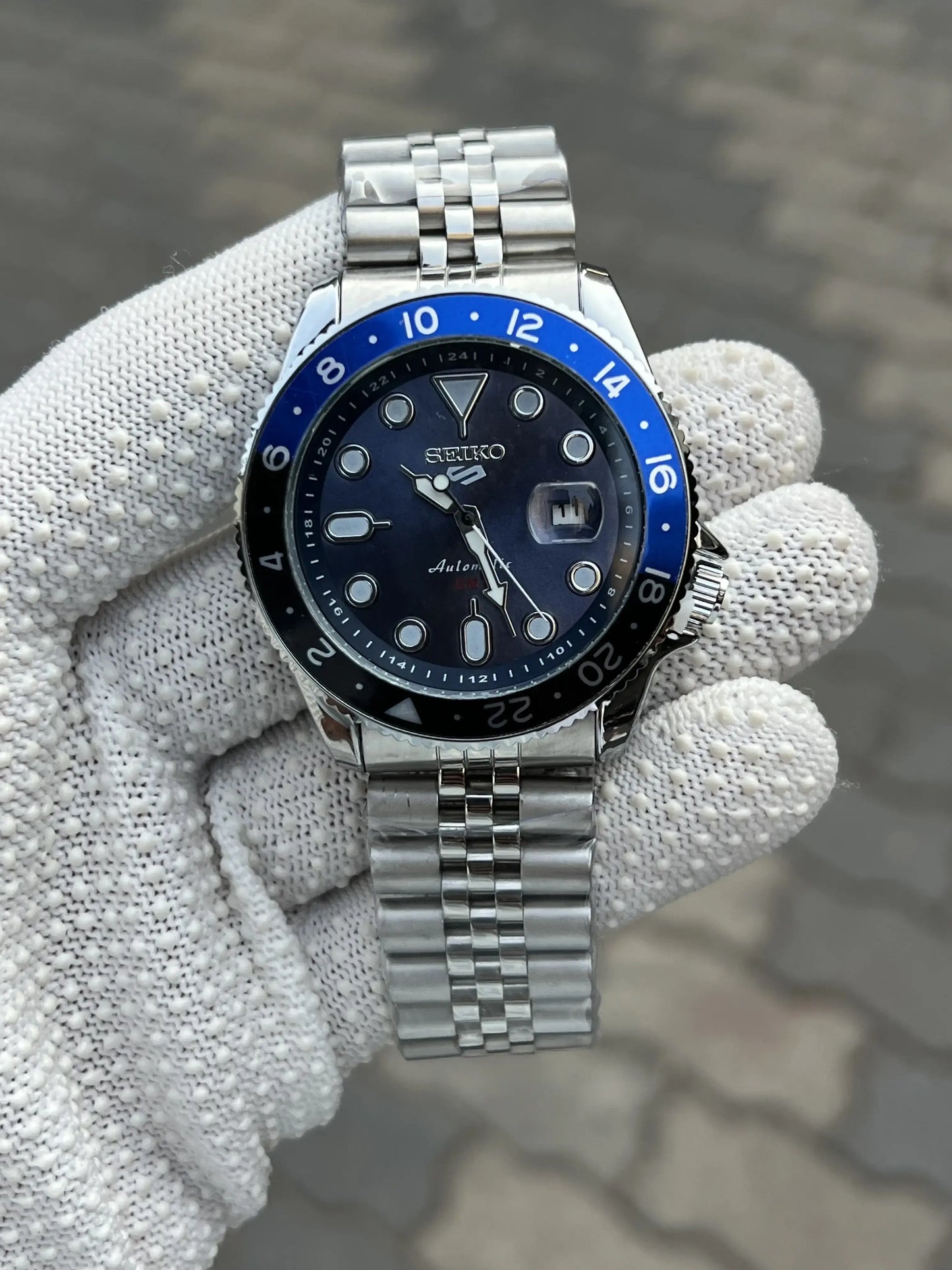 Seik_o 5 Sports Blue GMT Swift Movement Back Open