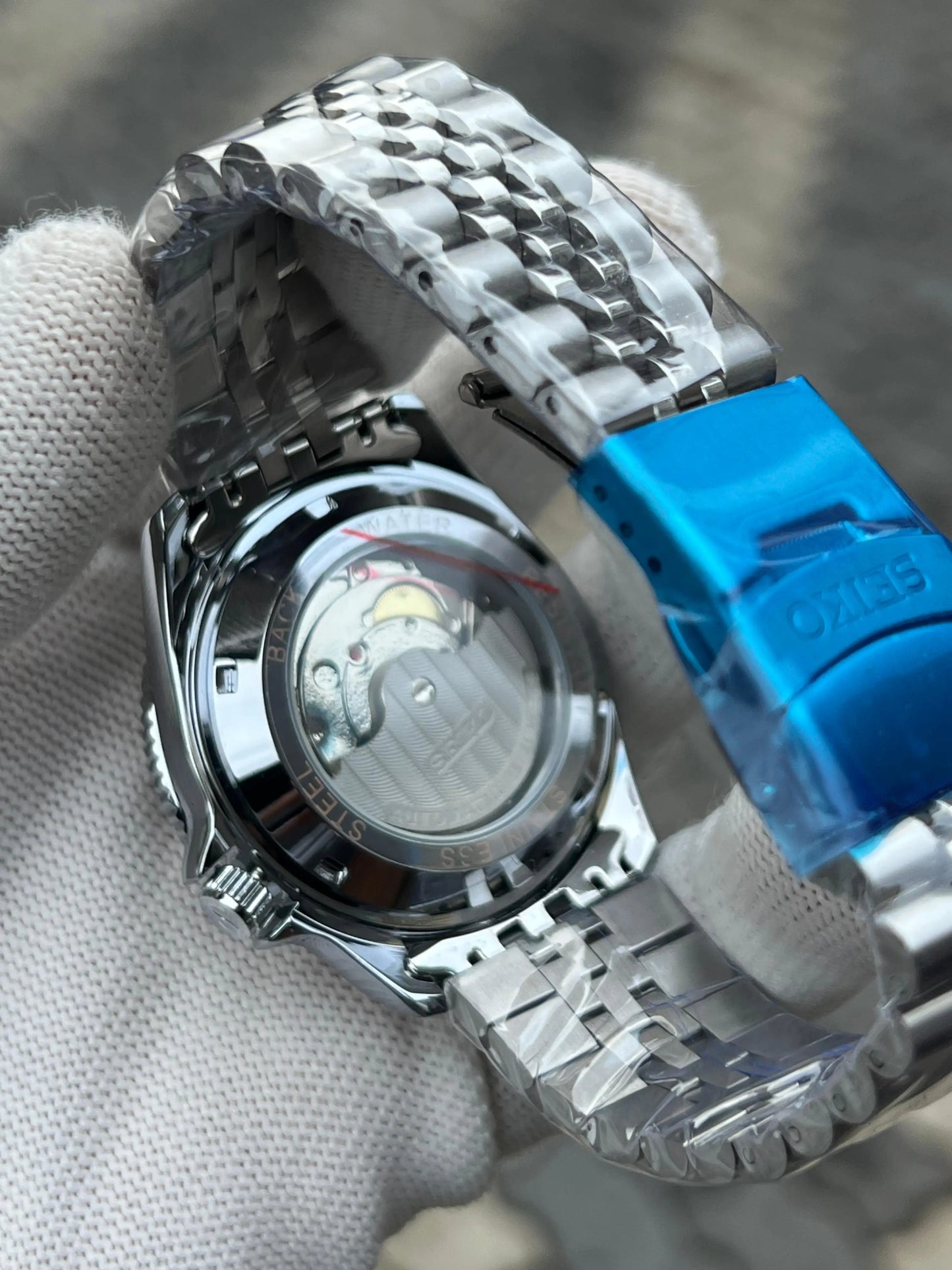 Seik_o 5 Sports Blue GMT Swift Movement Back Open