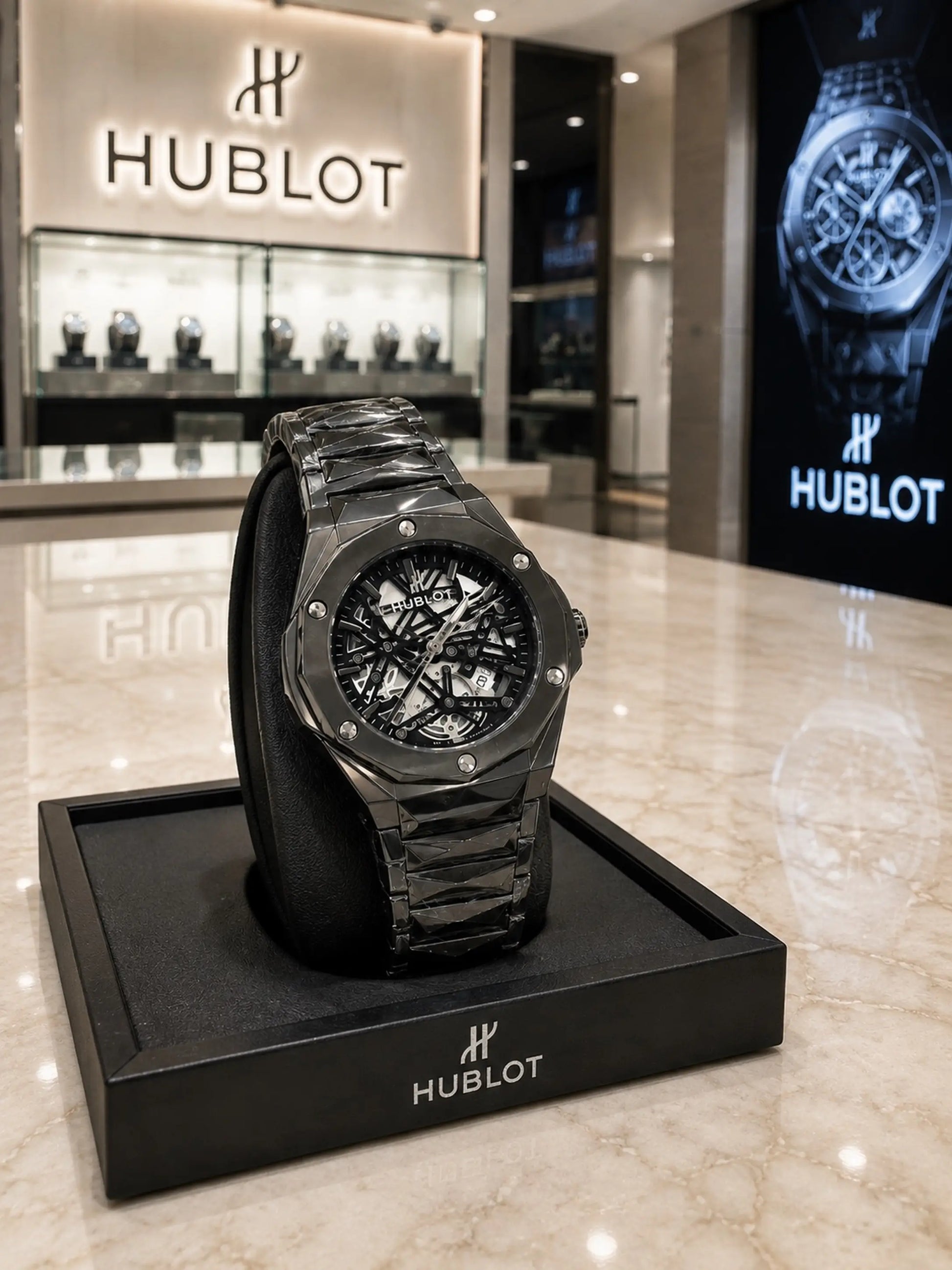 Hublot Big Bang Aero Bang full black Skeleton Dial Watch Quartz