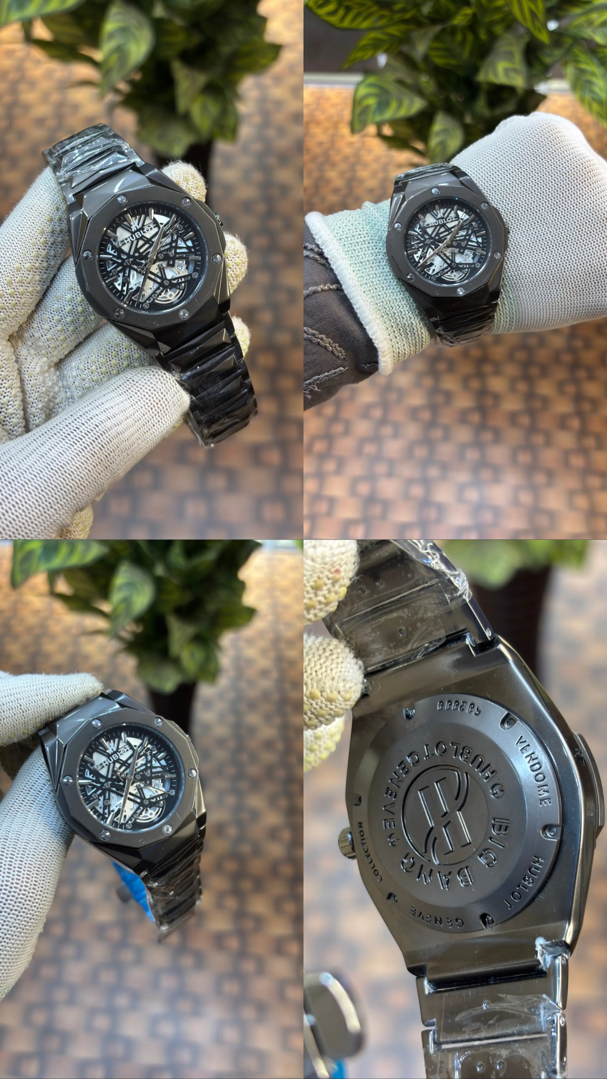Hublot Big Bang Aero Bang full black Skeleton Dial Watch Quartz