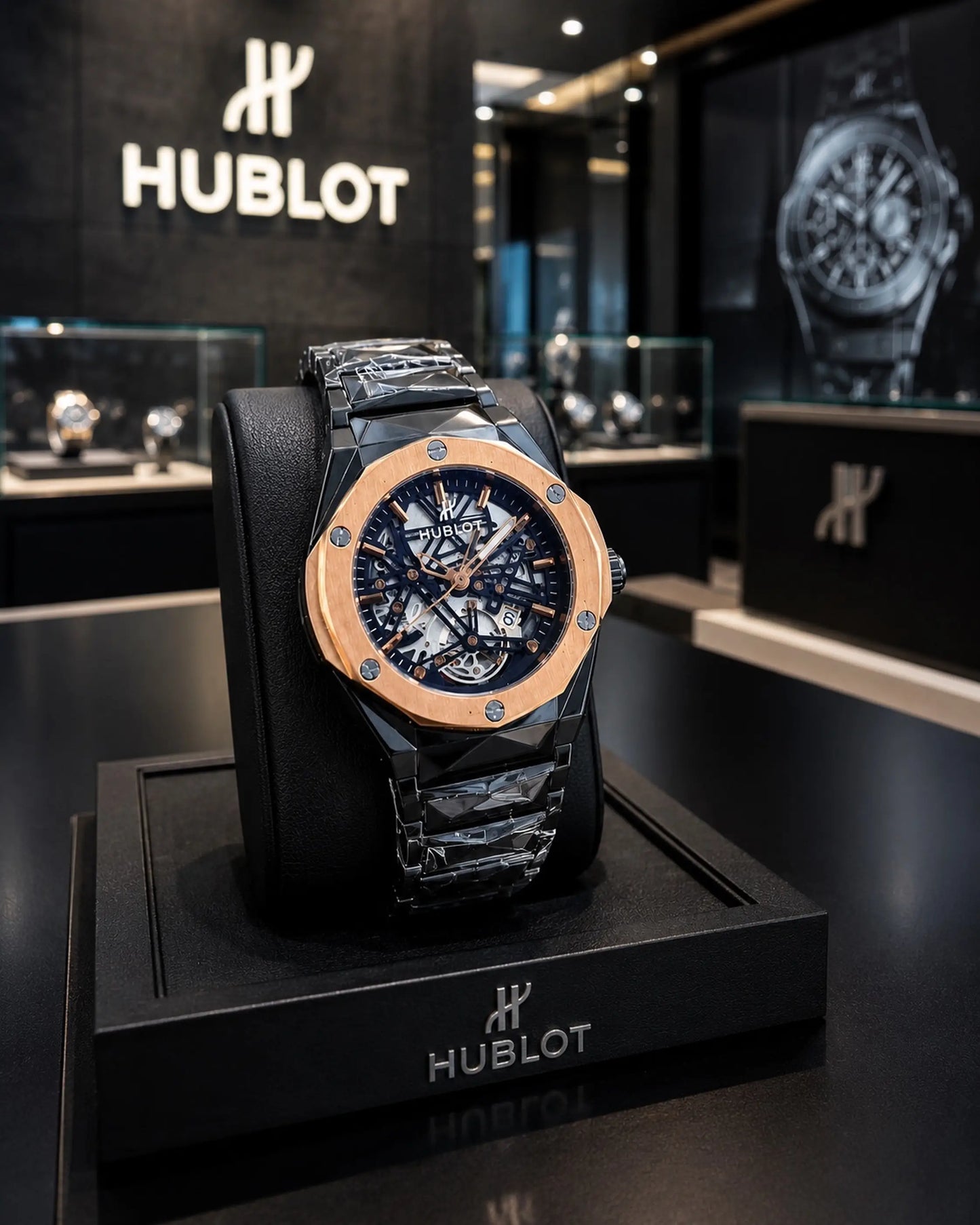 Hublot Big Bang Aero Bang full black Skeleton Dial Watch Quartz