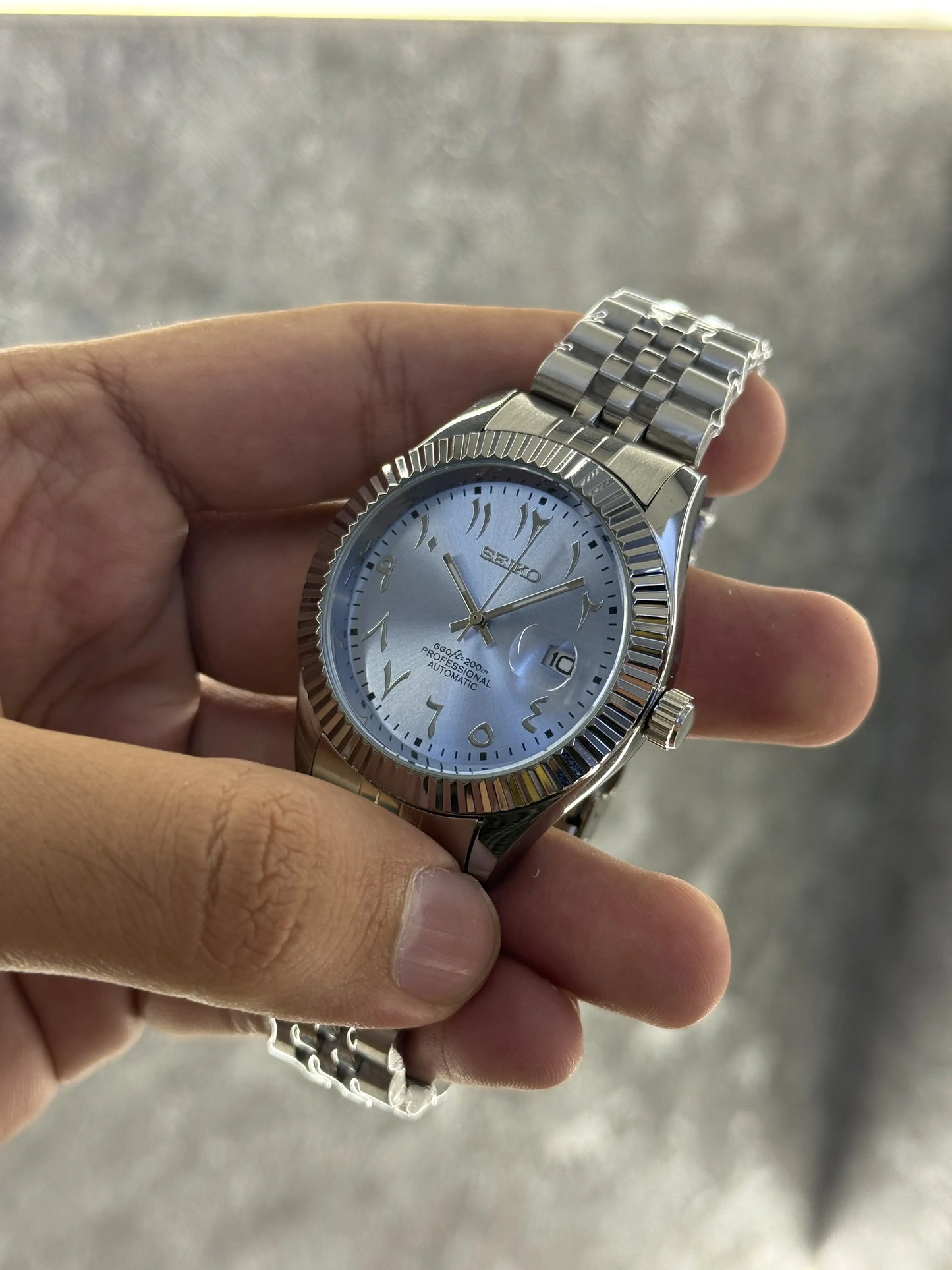 Seiko Mod Date Just Arabic Blue